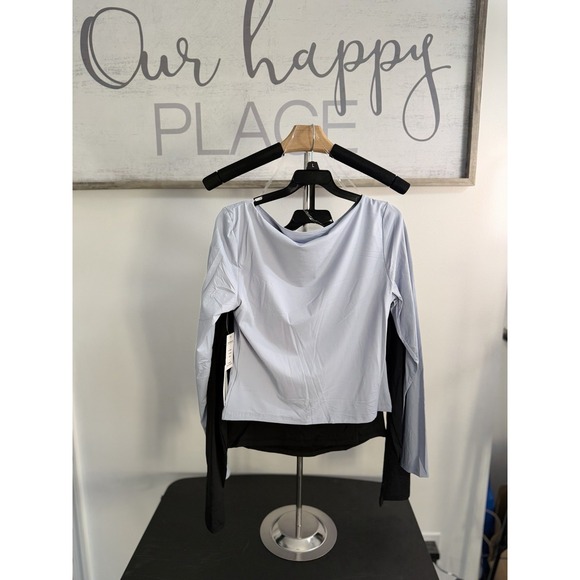 Pink Rose Shirt Large 1- Black Shirt & 1 - Blue Shirt 90% Nylon 10% Spandex - Picture 3 of 5